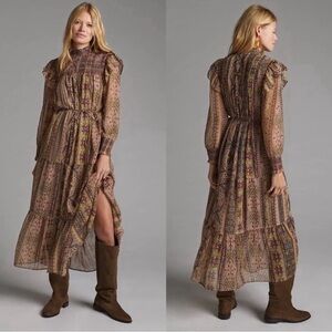 Anthropologie Llani Smocked Maxi Dress Size Medium